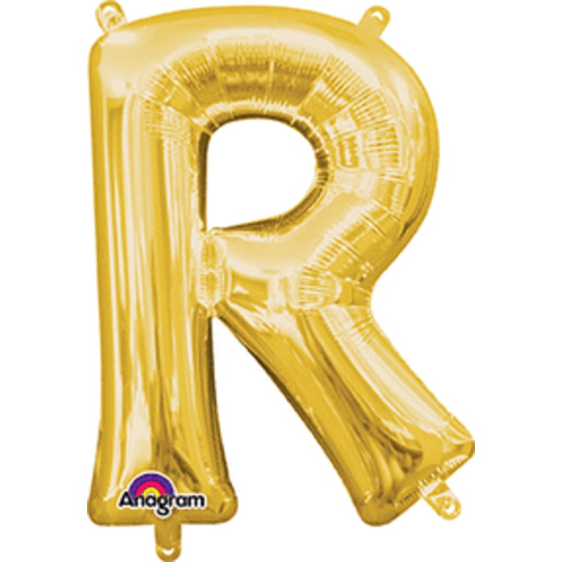 Air-Filled Gold Letter R Balloon
