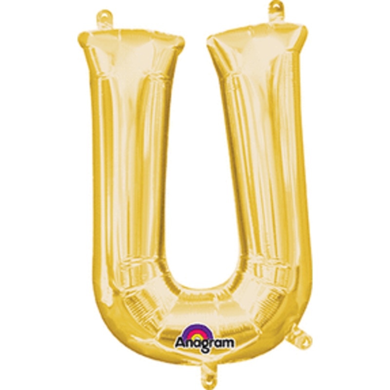 Air-Filled Gold Letter U Balloon