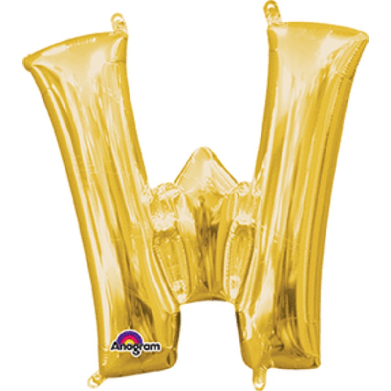 Air-Filled Gold Letter W Balloon