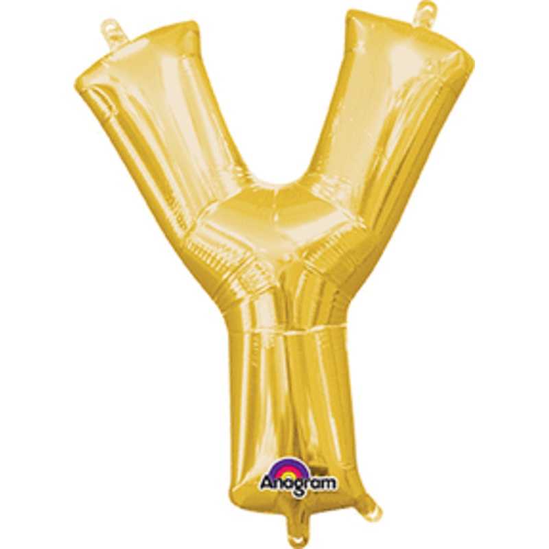 Air-Filled Gold Letter Y Balloon