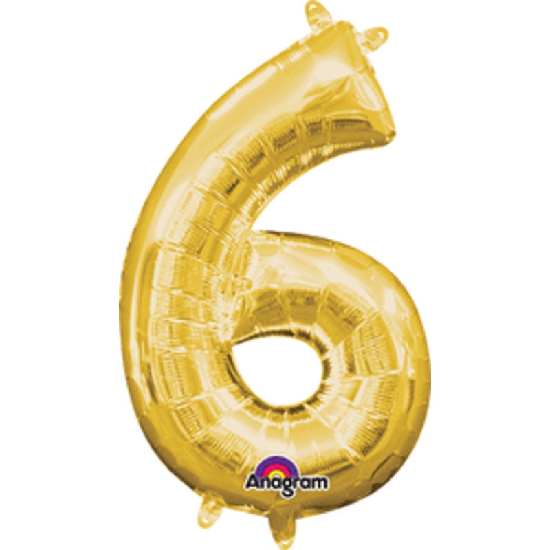 Air-Filled Gold Number 6 Balloon