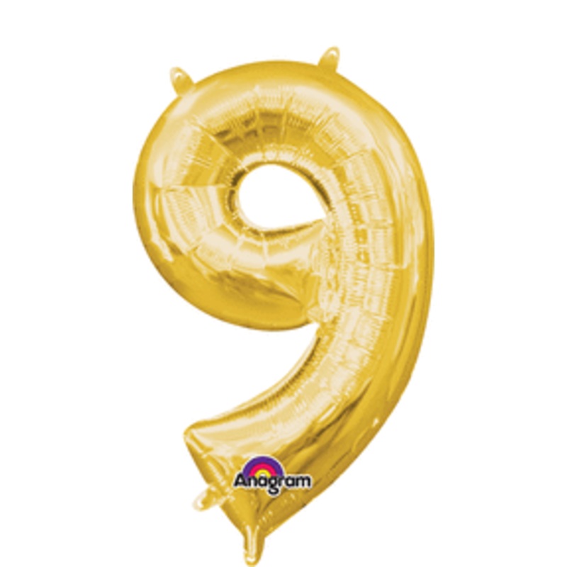 Air-Filled Gold Number 9 Balloon