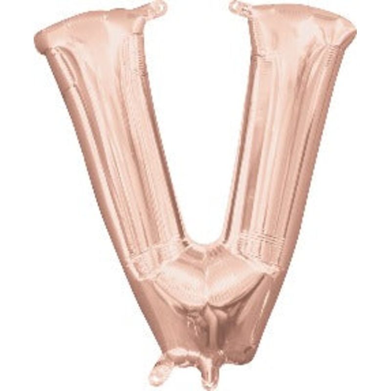Air Filled Rose Gold Letter V Balloon