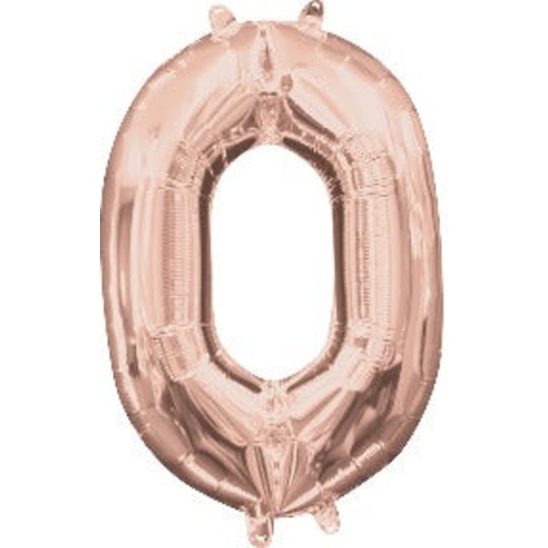 Air Filled Rose Gold Number 0 Balloon