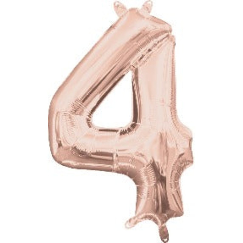 Air Filled Rose Gold Number 4 Balloon