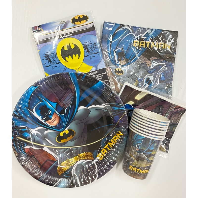 BATMAN PARTY PACK + BALLOONS BUNDLE (40 PIECES)