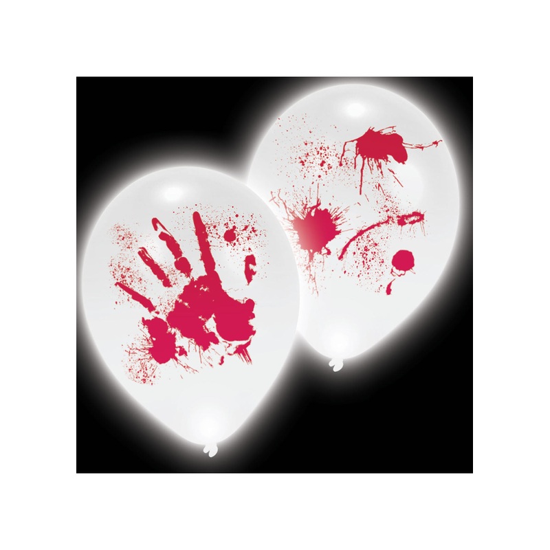 Bloody Hand LED Latex Balloons 4pk