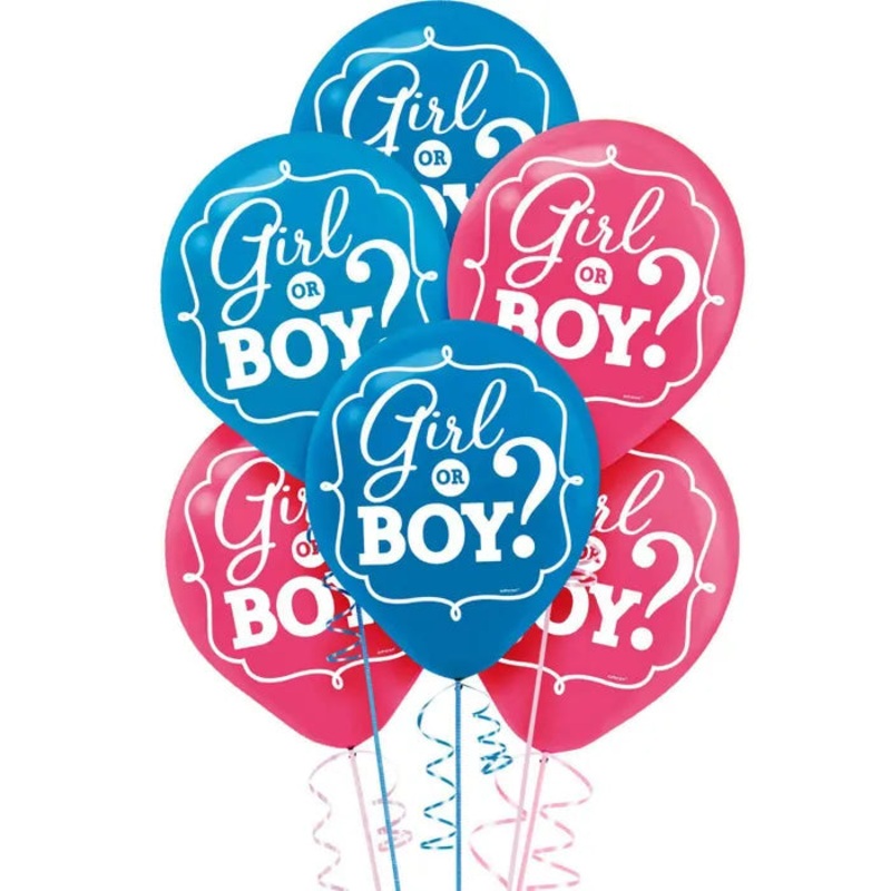 GIRL OR BOY LATEX BALLOONS (PACK OF 15)