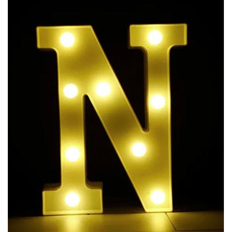 Gold 8in LED Light Letter N Centerpiece