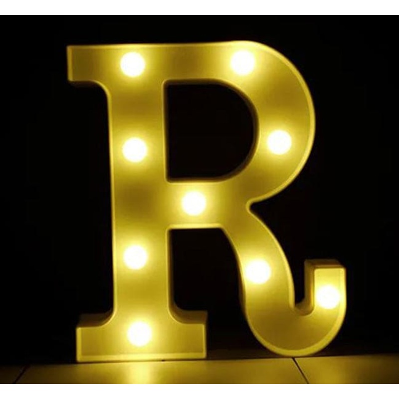 Gold 8in LED Light Letter R Centerpiece
