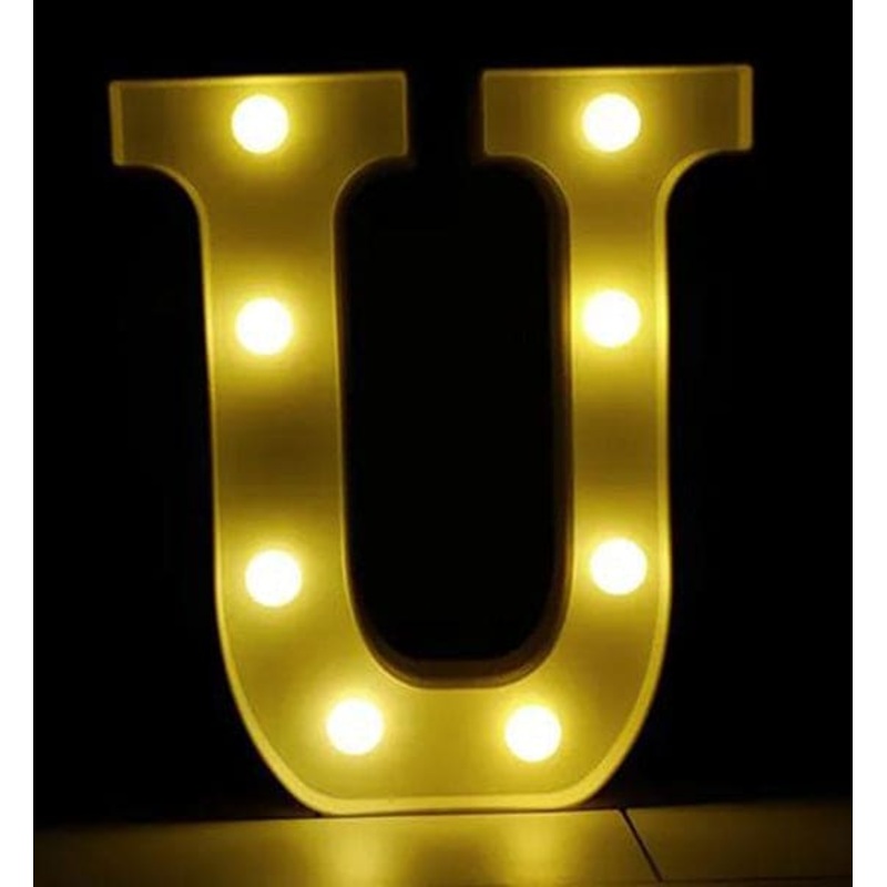 Gold 8in LED Light Letter U Centerpiece