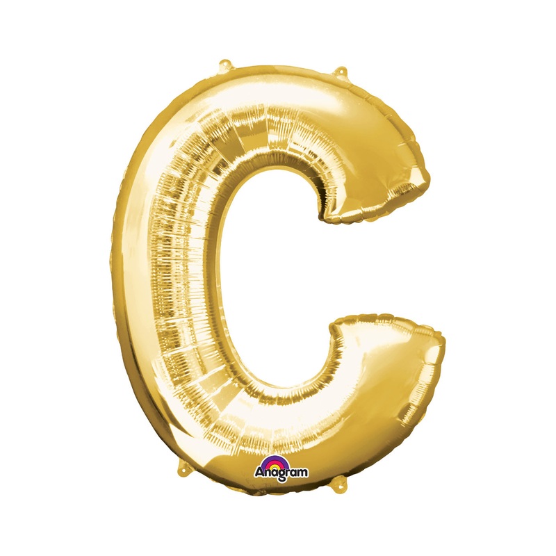 Letter C Gold Air Filled Balloon