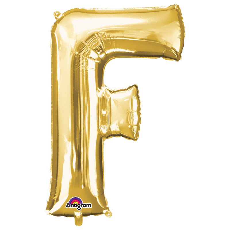Letter F Gold Air Filled Balloon