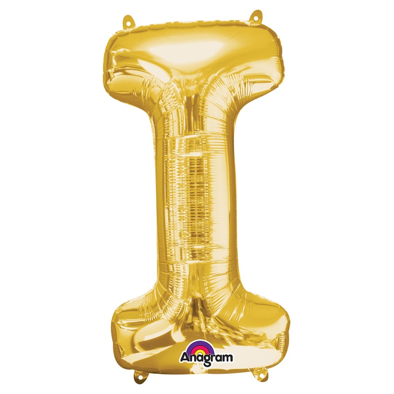 Letter I Gold Air Filled Balloon