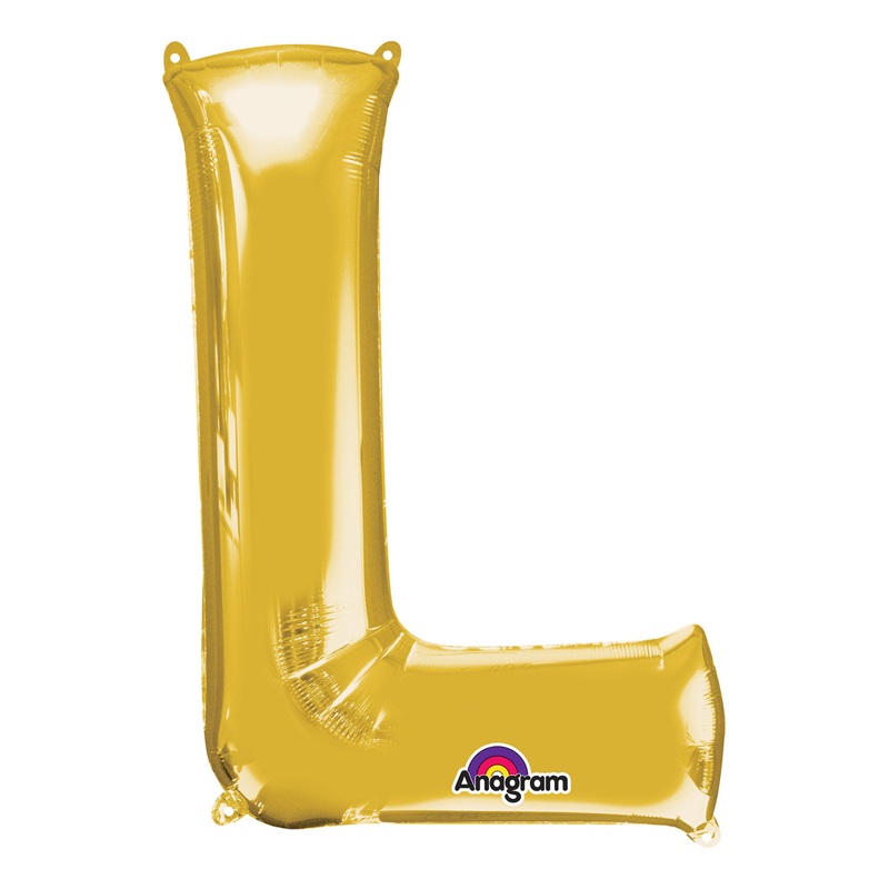 Letter L Gold Air Filled Balloon