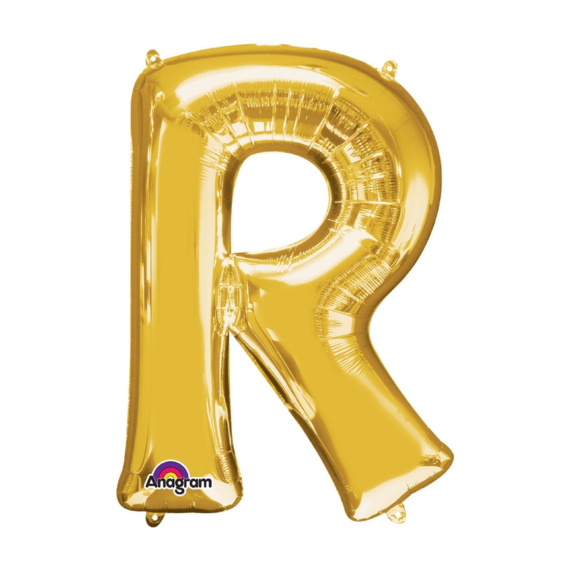 Letter R Gold Air Filled Balloon