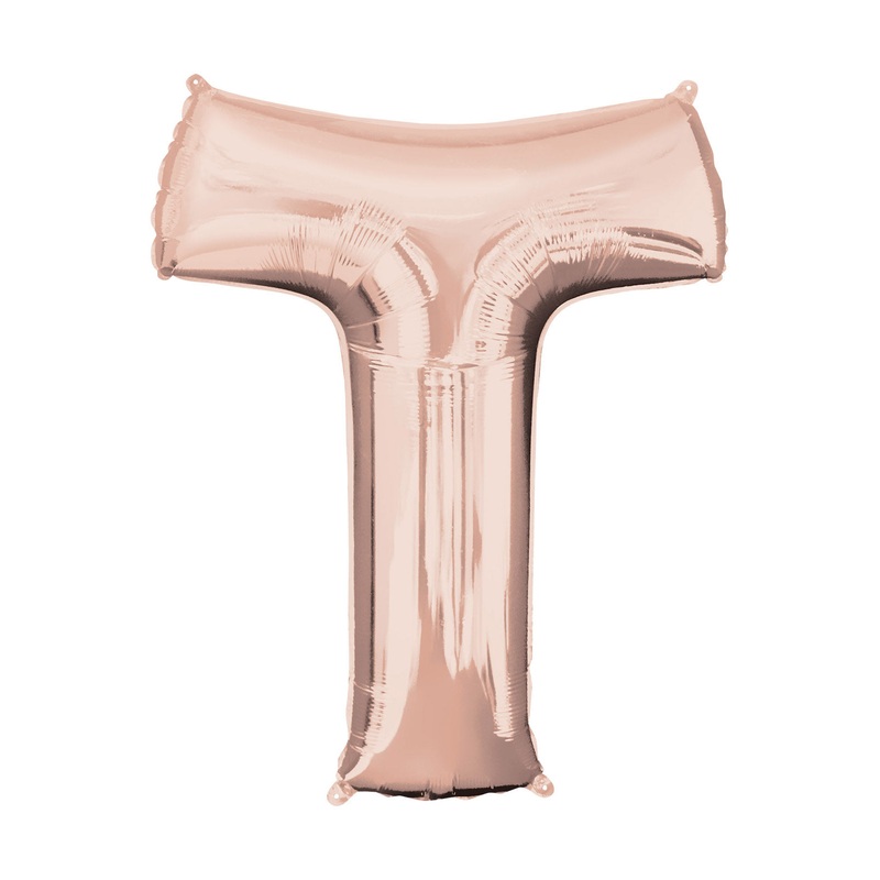 Letter T Rose Gold Air Filled Balloon
