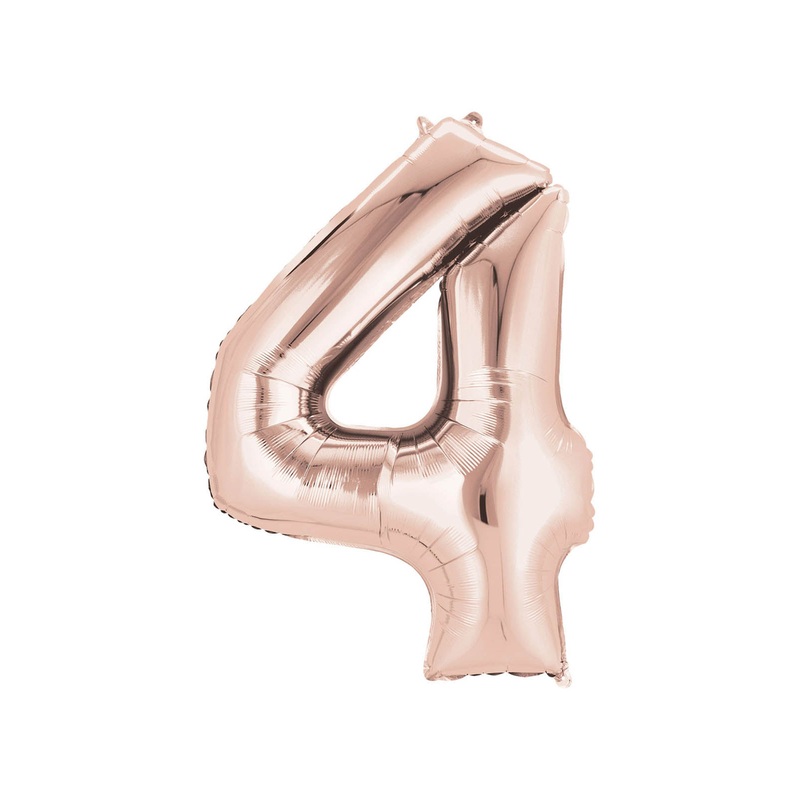 Number 4 Rose Gold Air Filled Balloon