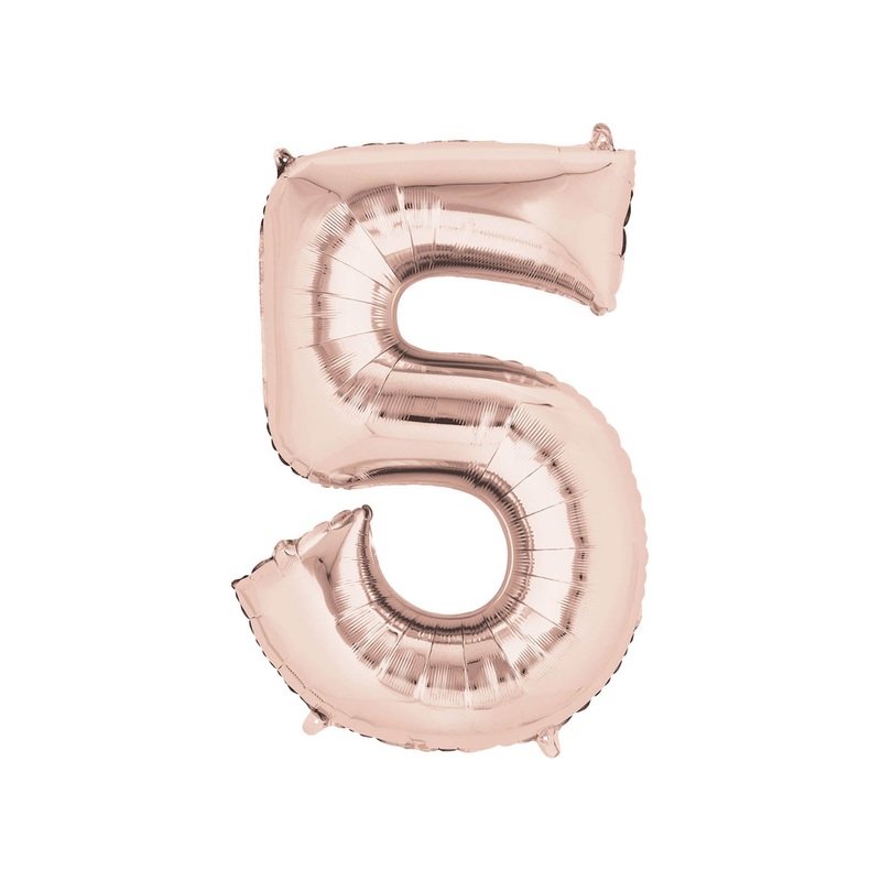 Number 5 Rose Gold Air Filled Balloon
