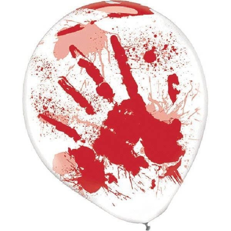Bloody handprints latex balloons 12 inches, 6 per package