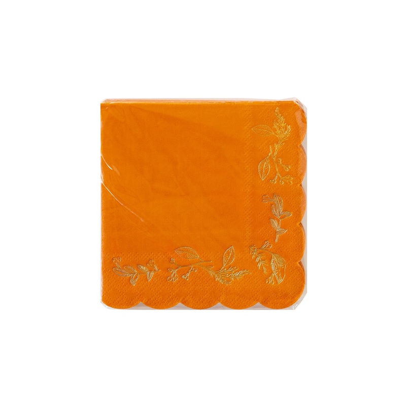 Foiled Wave Foliage Paper Cocktail Napkin