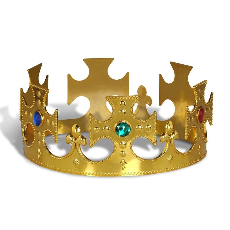 Gold jeweled king's crown for adults