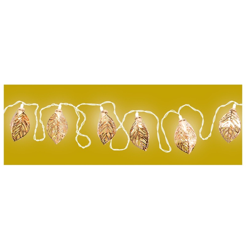 Guirlande Feuilles Rosegold Led (4.4Pi Fonction  Piles)