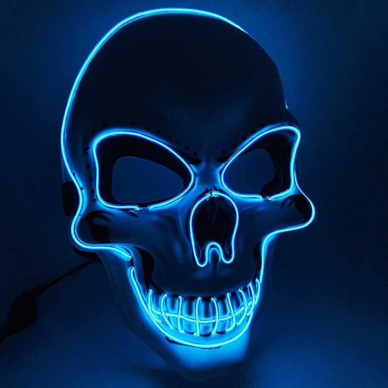 LED Blue Skull Mask for Adults