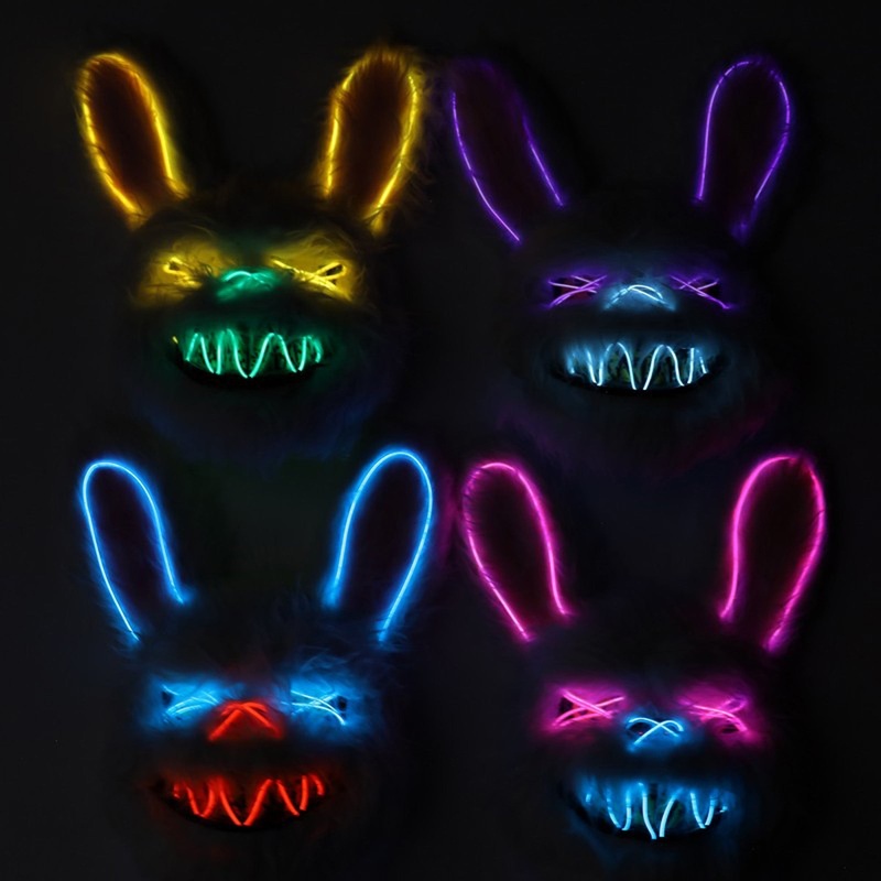 LED Bunny Mask for adults, Assortement, 1 Count