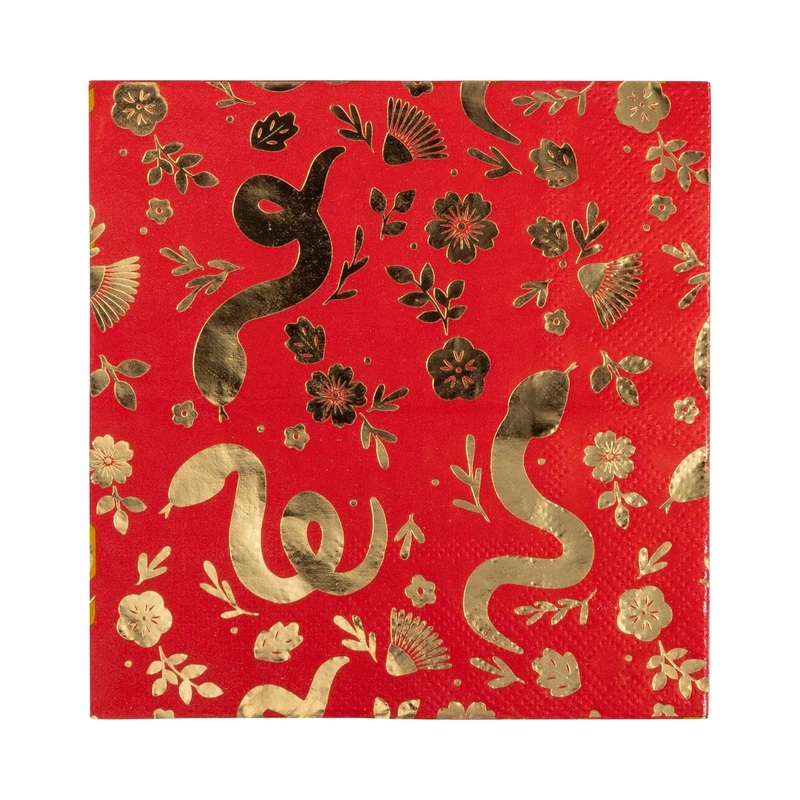 Lunar New Year Foiled Floral Snake Napkin