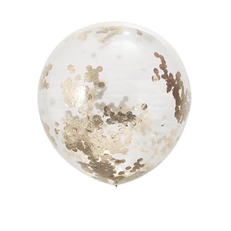 PACK OF 3 36" LATEX - CONFETTI FILLED - ROSE GOLD