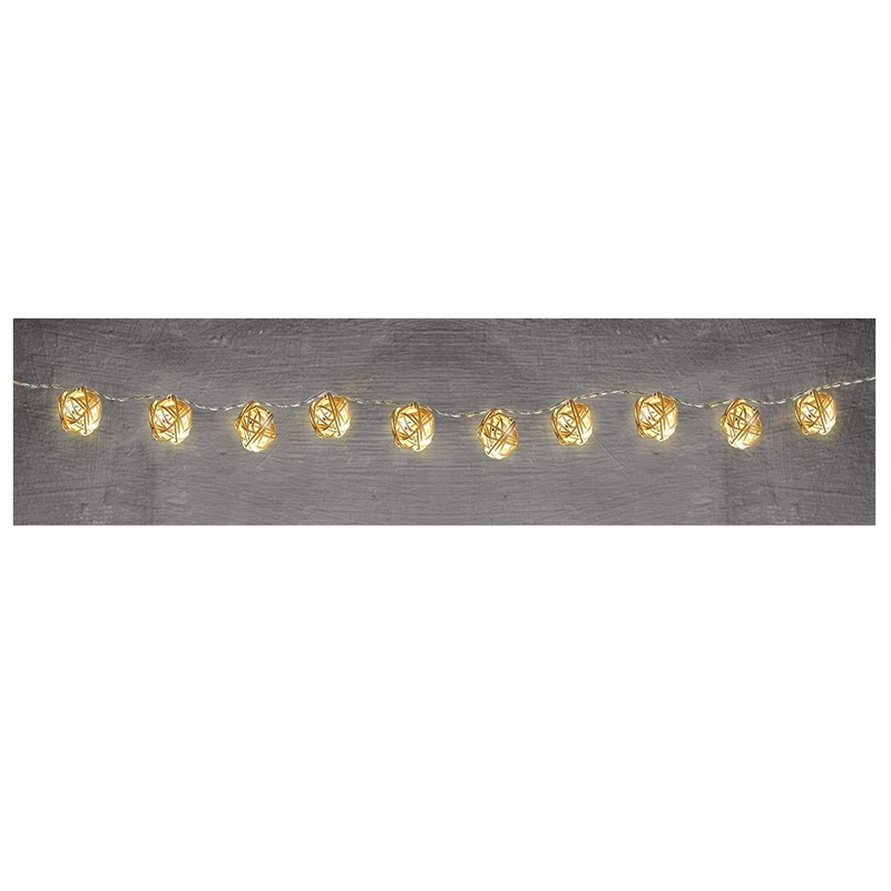 Rattan Ball Battery Operated LED String Lights Decoration