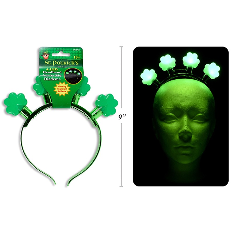 St-Patrick's Flashing LED Shamrock Headband, 1 Count
