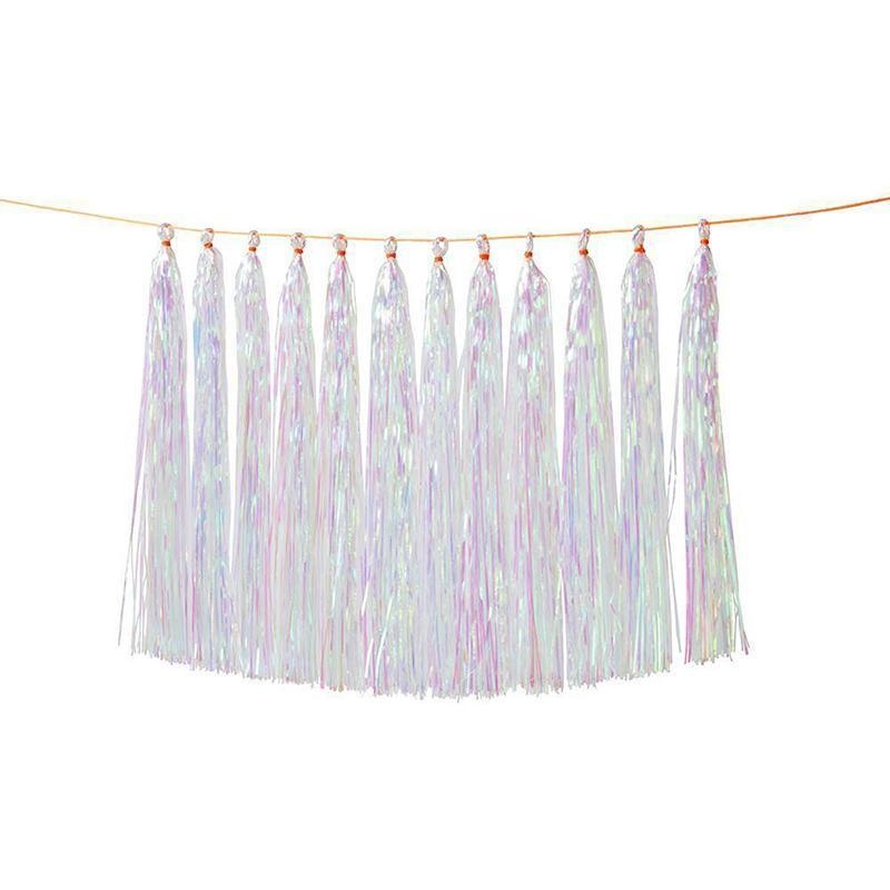 Tassels Garland Silk Paper Assembled 10/Pkg - Iridescent