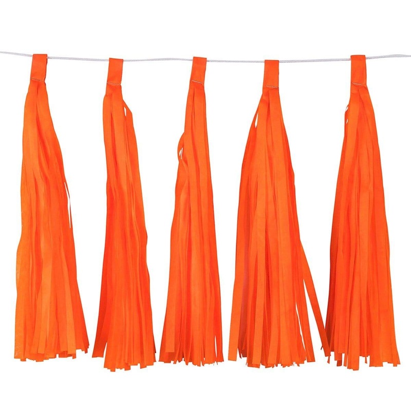 Tassels Garland Silk Paper Assembled 10/Pkg - Orange