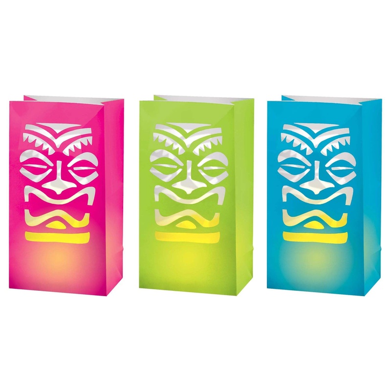 Vintage Tiki LED Luminaries, 11 x 6 Inches, 6 Count