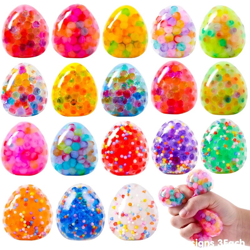 18pcs Multicolor Easter Eggs Stress Ball, Easter Balls Filled