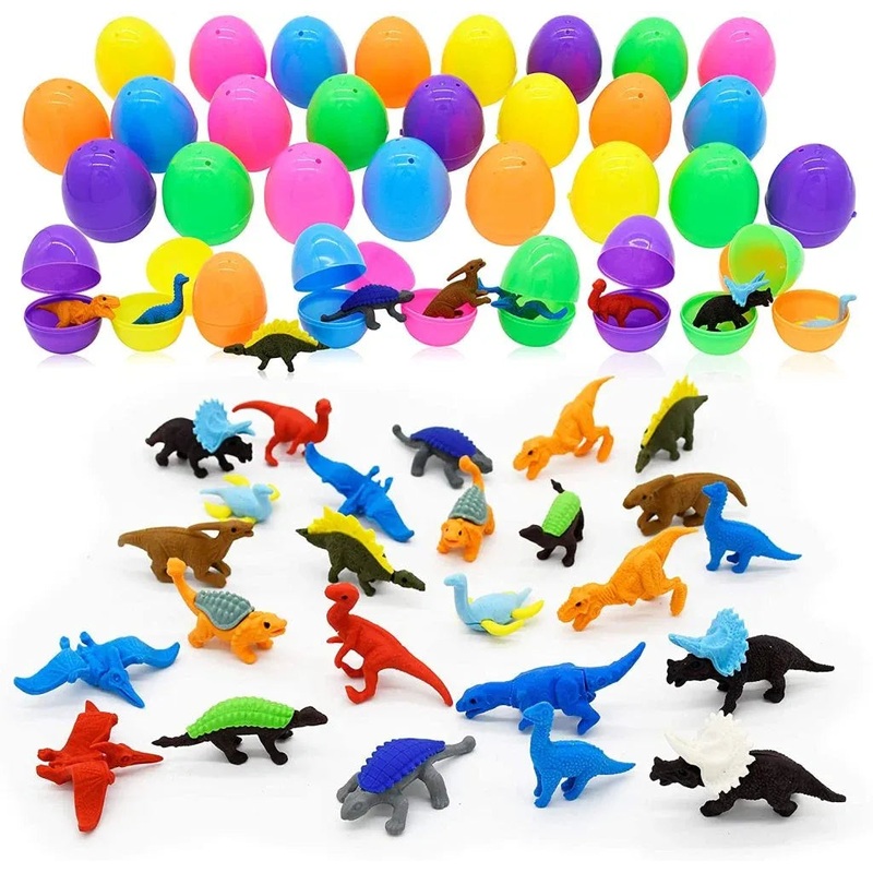 24Pcs Dinosaur Erasers Prefilled Easter Eggs
