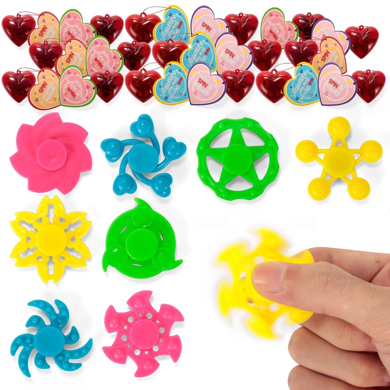 24Pcs Pre Filled Hearts with Spinne and Valentines Day Cards for Kids-Classroom Exchange Gifts