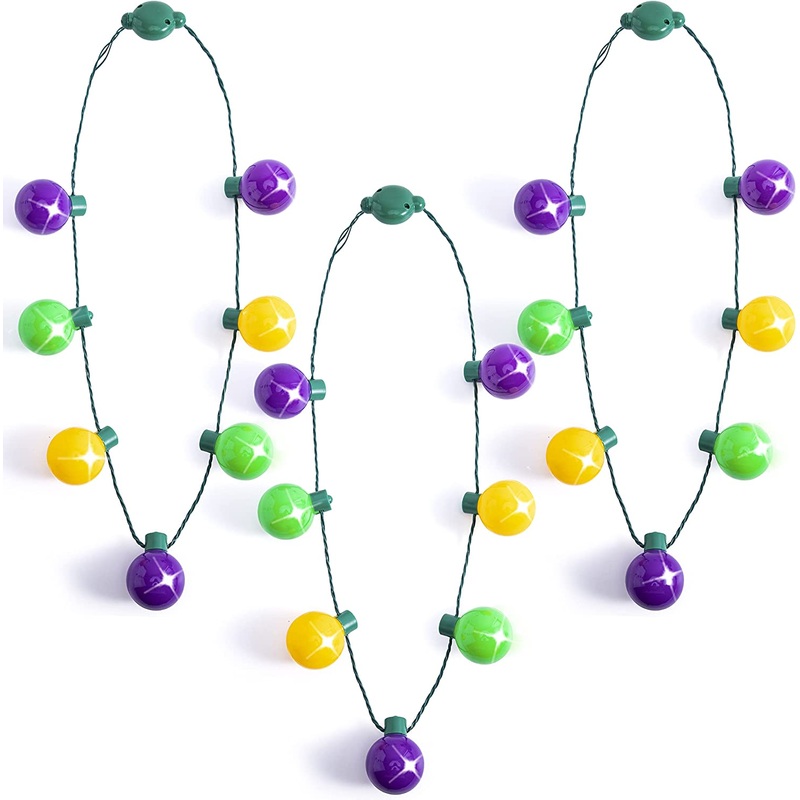 3Pcs Mardi Gras LED Necklace