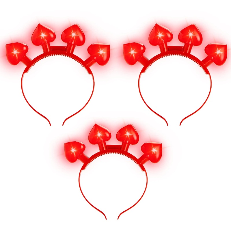 3Pcs Valentine`s Day LED Headband