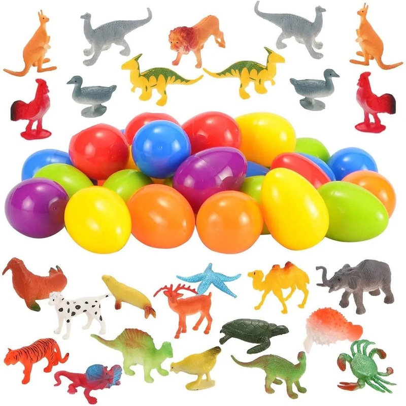 48Pcs Animal Figures Prefilled Easter Eggs