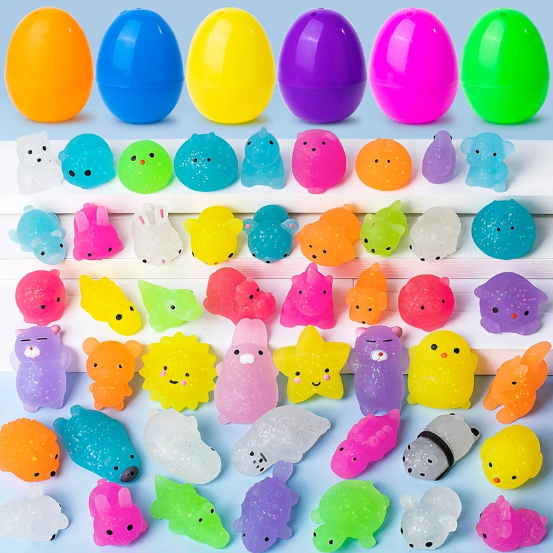 48Pcs Glitter Squishy Toy Prefilled Easter Eggs