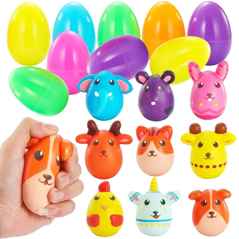 9Pcs Animal Squishy Prefilled Easter Eggs