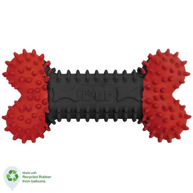 DUR DOG TOYS - SMALL BONE IN RED & BLACK - CREATED FROM RECYCLED BALLOONS