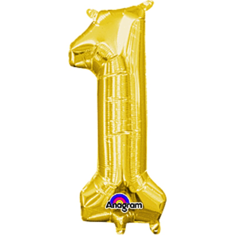 Gold 14" Number "1" Air filled Balloon Decoration