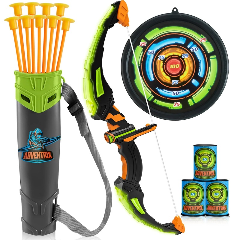 Joyfy Kids Archery Bow and Arrow Toy Set with LED, Archery Toy Set for Boys' Outdoor Play