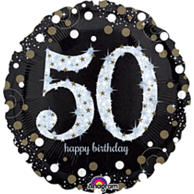 Sparkling Birthday 50th 18inch Helium Filled Mylar
