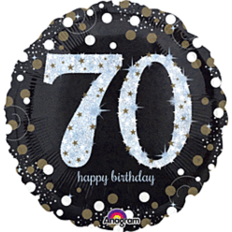 Sparkling Birthday 70th 18inch Helium Filled Mylar