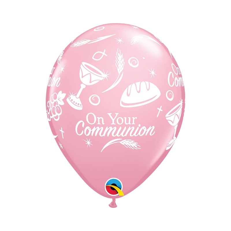 11" QUALATEX RETAIL LATEX COMMUNION SYMBOLS PINK (6 BALLOONS PER PACK)